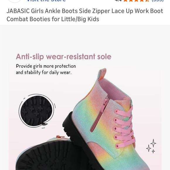 Jabasic Glittery Rainbow Ankle Boots with Pink Laces - Picture 5 of 7